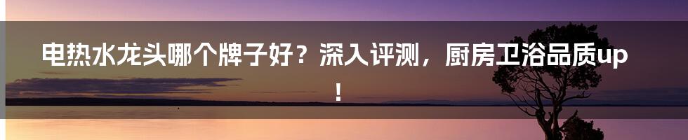 电热水龙头哪个牌子好？深入评测，厨房卫浴品质up！