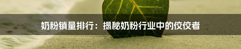 奶粉销量排行：揭秘奶粉行业中的佼佼者