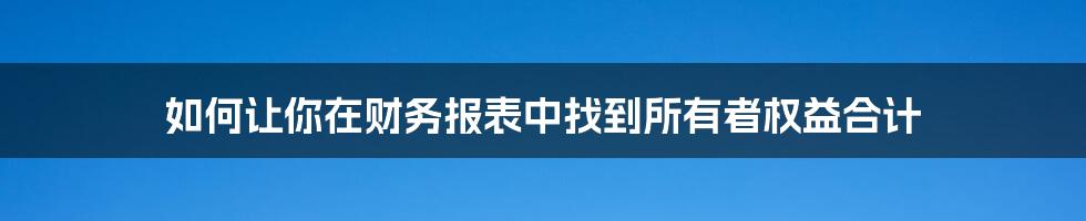 如何让你在财务报表中找到所有者权益合计