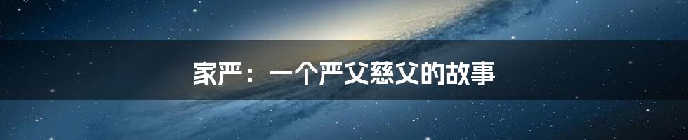 家严：一个严父慈父的故事