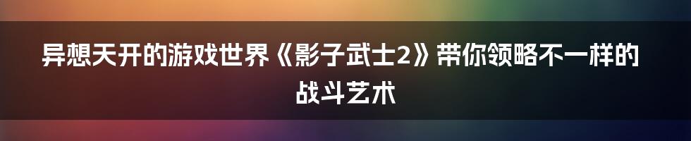 异想天开的游戏世界《影子武士2》带你领略不一样的战斗艺术