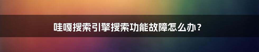 哇嘎搜索引擎搜索功能故障怎么办？