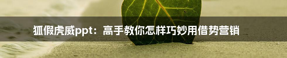 狐假虎威ppt：高手教你怎样巧妙用借势营销