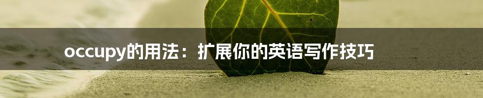 occupy的用法：扩展你的英语写作技巧