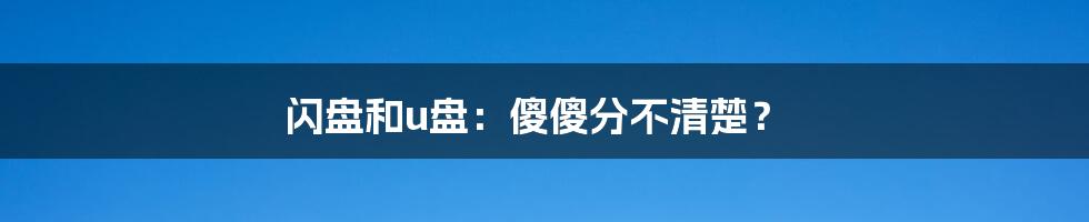 闪盘和u盘：傻傻分不清楚？