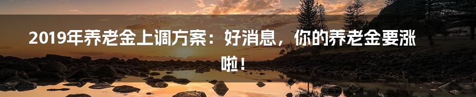 2019年养老金上调方案：好消息，你的养老金要涨啦！