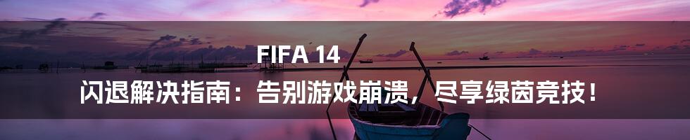 FIFA 14 闪退解决指南：告别游戏崩溃，尽享绿茵竞技！