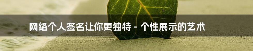 网络个人签名让你更独特 - 个性展示的艺术