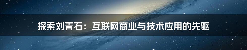 探索刘青石：互联网商业与技术应用的先驱