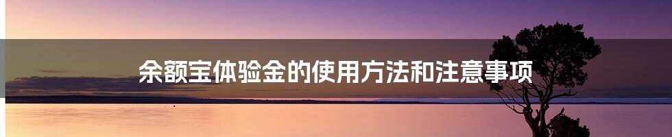 余额宝体验金的使用方法和注意事项