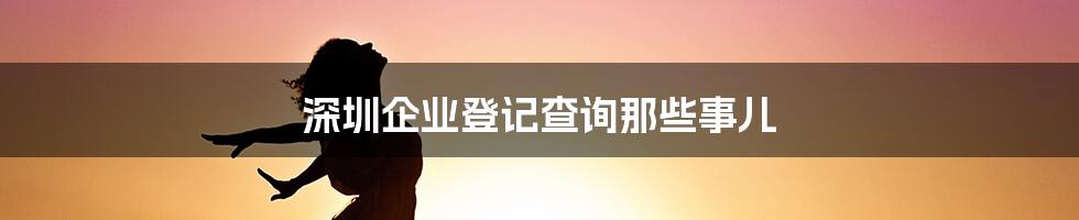 深圳企业登记查询那些事儿