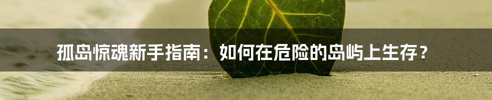 孤岛惊魂新手指南：如何在危险的岛屿上生存？