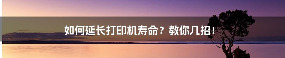 如何延长打印机寿命？教你几招！