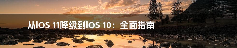 从iOS 11降级到iOS 10：全面指南