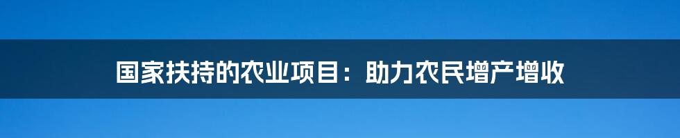 国家扶持的农业项目：助力农民增产增收