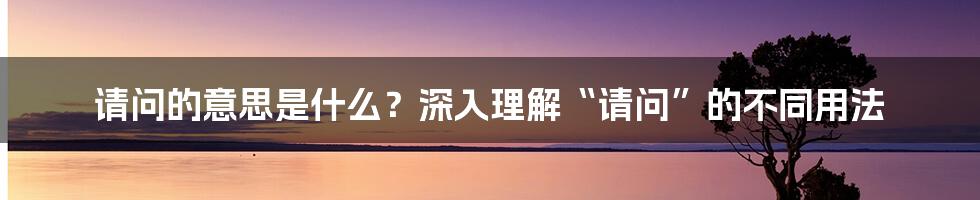 请问的意思是什么？深入理解“请问”的不同用法