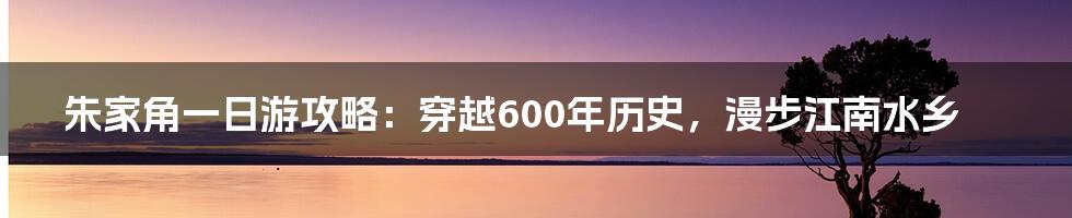 朱家角一日游攻略：穿越600年历史，漫步江南水乡