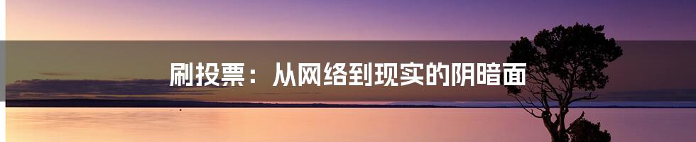 刷投票：从网络到现实的阴暗面