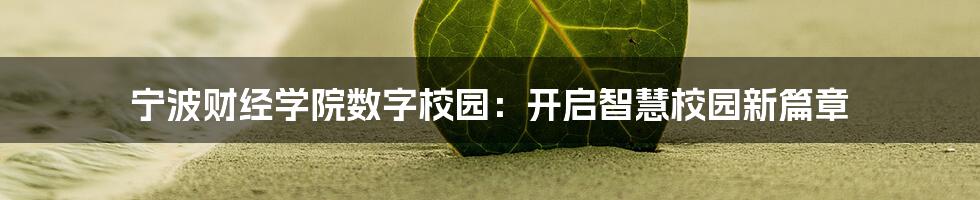 宁波财经学院数字校园：开启智慧校园新篇章