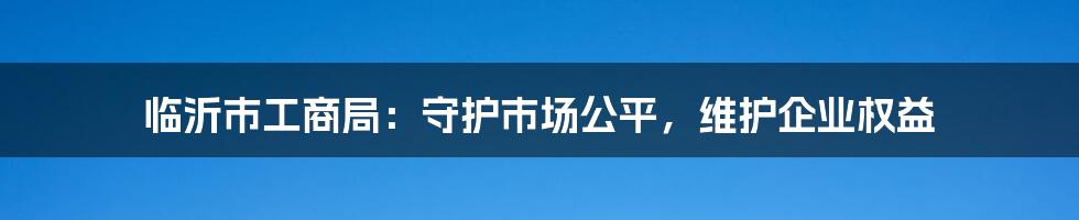 临沂市工商局：守护市场公平，维护企业权益