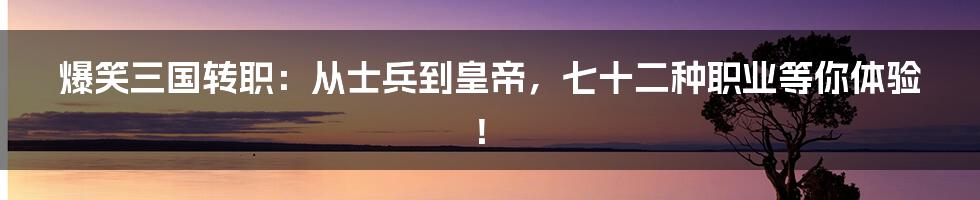 爆笑三国转职：从士兵到皇帝，七十二种职业等你体验！