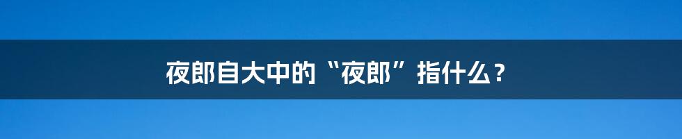 夜郎自大中的“夜郎”指什么？