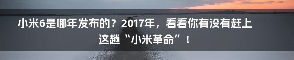 小米6是哪年发布的？2017年，看看你有没有赶上这趟“小米革命”！