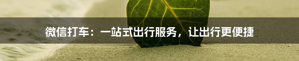 微信打车：一站式出行服务，让出行更便捷