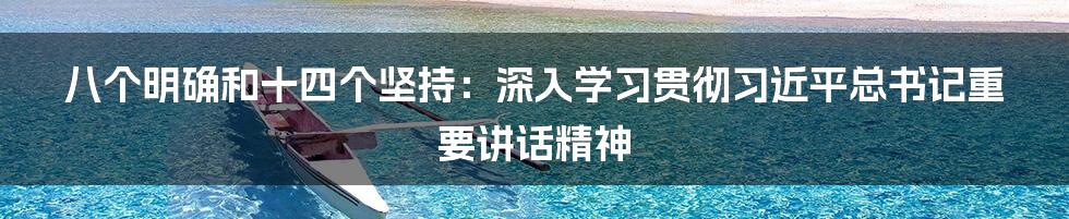 八个明确和十四个坚持：深入学习贯彻习近平总书记重要讲话精神