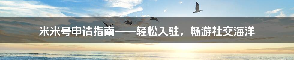 米米号申请指南——轻松入驻，畅游社交海洋