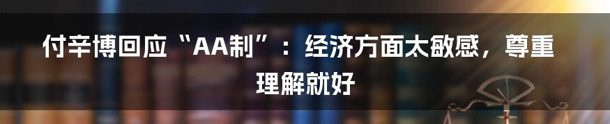 付辛博回应“AA制”：经济方面太敏感，尊重理解就好