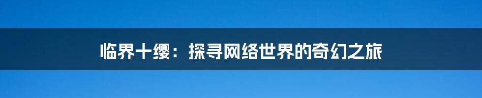 临界十缨：探寻网络世界的奇幻之旅