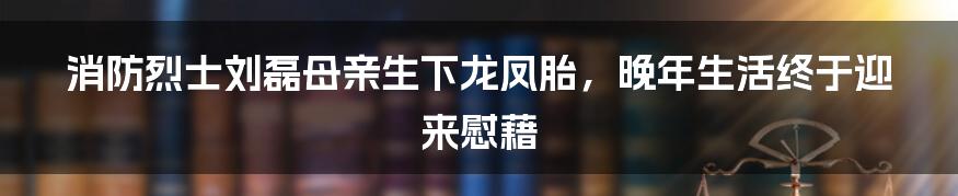 消防烈士刘磊母亲生下龙凤胎，晚年生活终于迎来慰藉