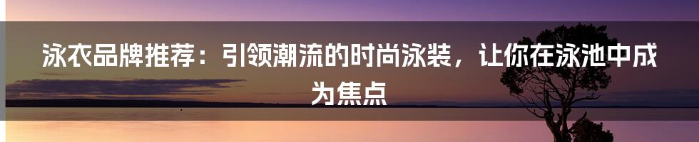 泳衣品牌推荐：引领潮流的时尚泳装，让你在泳池中成为焦点