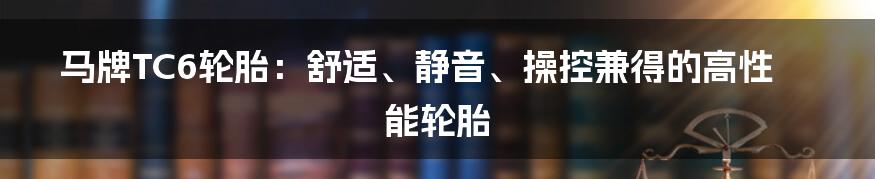 马牌TC6轮胎：舒适、静音、操控兼得的高性能轮胎