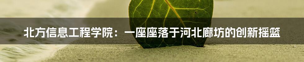 北方信息工程学院：一座座落于河北廊坊的创新摇篮