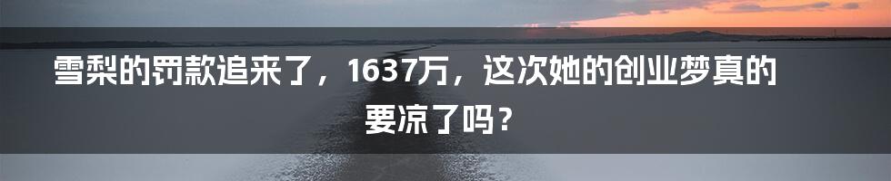 雪梨的罚款追来了，1637万，这次她的创业梦真的要凉了吗？