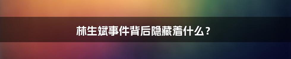 林生斌事件背后隐藏着什么？