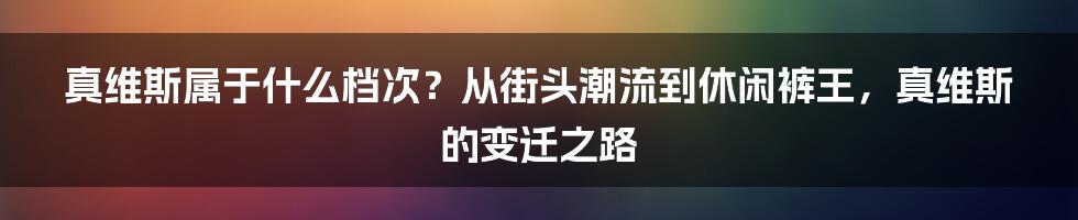 真维斯属于什么档次？从街头潮流到休闲裤王，真维斯的变迁之路