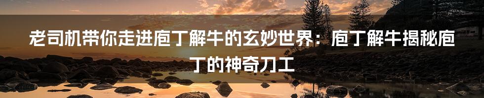 老司机带你走进庖丁解牛的玄妙世界：庖丁解牛揭秘庖丁的神奇刀工