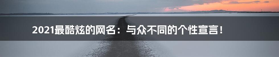 2021最酷炫的网名：与众不同的个性宣言！