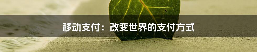 移动支付：改变世界的支付方式