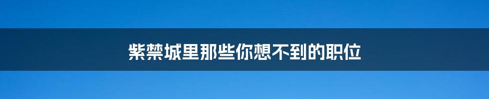 紫禁城里那些你想不到的职位