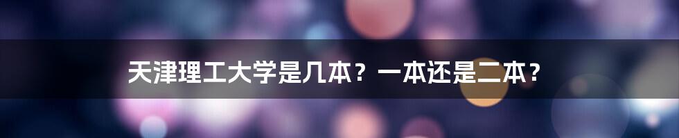 天津理工大学是几本？一本还是二本？