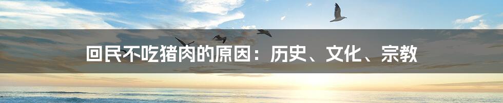 回民不吃猪肉的原因：历史、文化、宗教