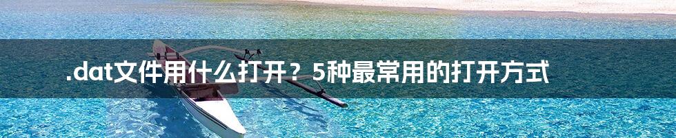 .dat文件用什么打开？5种最常用的打开方式