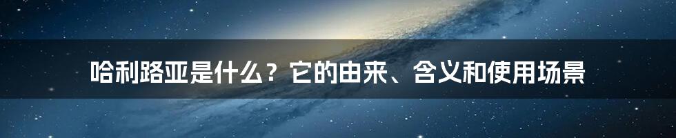 哈利路亚是什么？它的由来、含义和使用场景