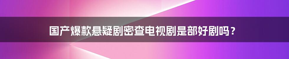 国产爆款悬疑剧密查电视剧是部好剧吗？