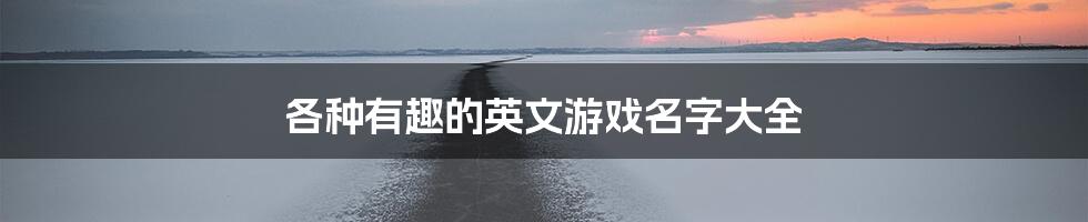 各种有趣的英文游戏名字大全