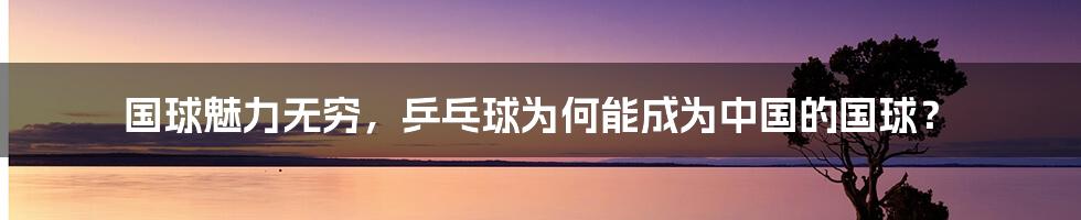 国球魅力无穷，乒乓球为何能成为中国的国球？